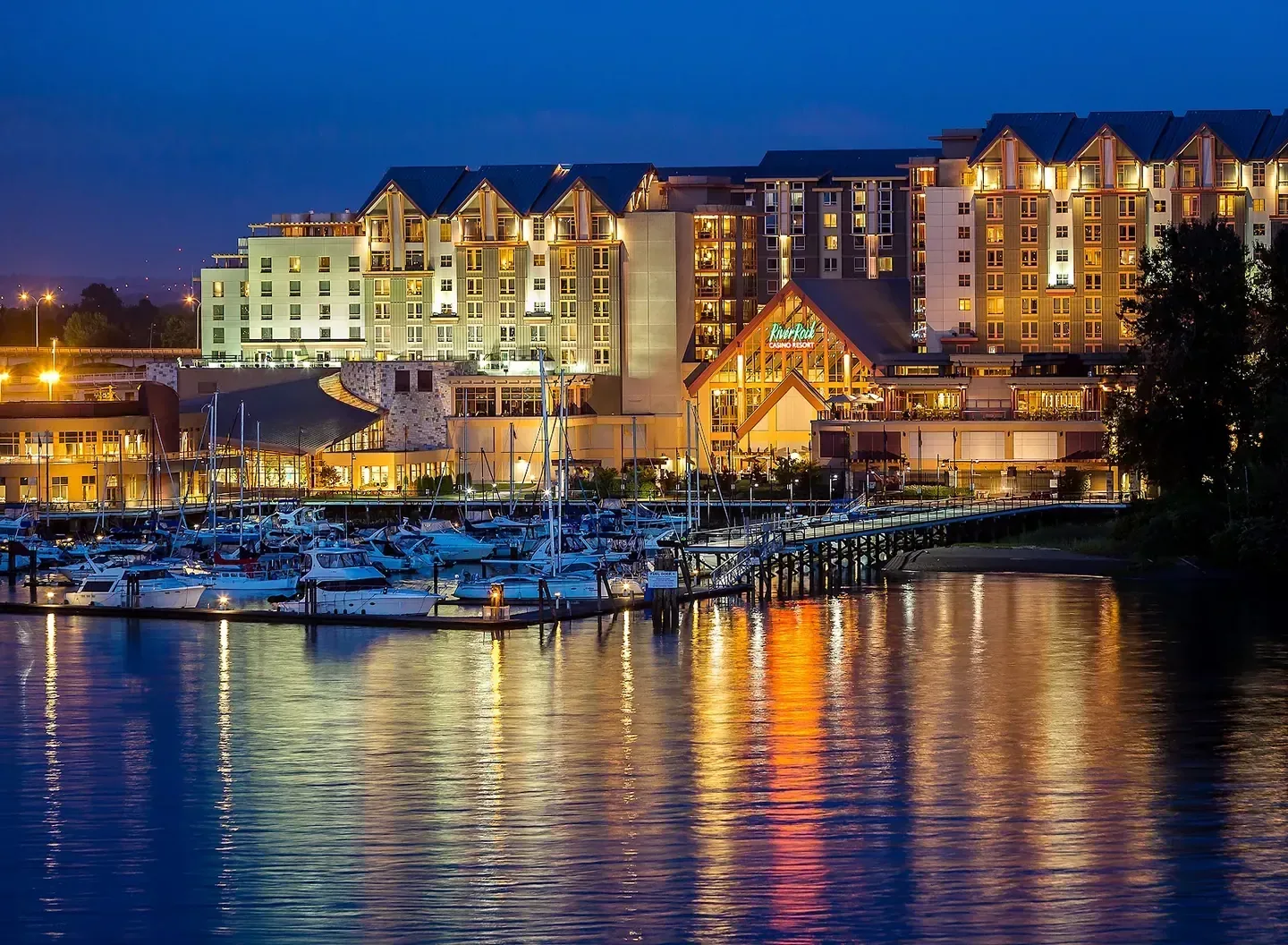 The waterfront and marina at River Rock Casino Resort, Richmond